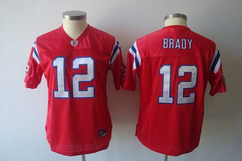 Patriots #12 Tom Brady Red Women's Alternate NFL Jersey